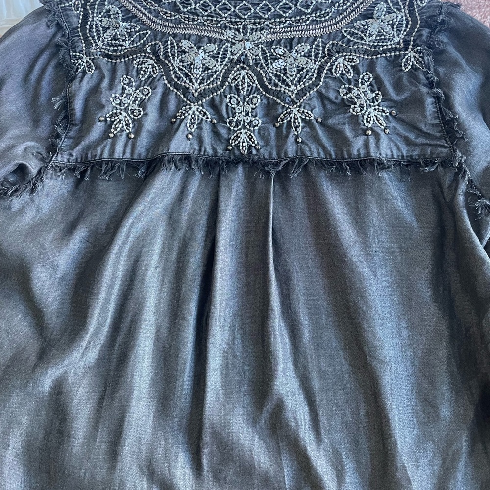 Zara soft jean button down